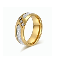 316 acier inoxydable hommes bague bijoux 18K plaqué or carré Zircon CNC réglage haute qualité bague de mode pour les fiançailles de mariage