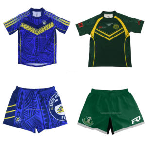 Uniformes de <span class=keywords><strong>Rugby</strong></span> Personalizados com Impressão de Logo Gratuita, Camiseta de <span class=keywords><strong>Rugby</strong></span> de Tecido de Qualidade Premium, Roupas Esportivas da Equipe Au, Calções de <span class=keywords><strong>Rugby</strong></span> Respiráveis OEM - Product Image 4
