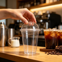 Gobelets en plastique PET jetables personnalisables pour boissons froides et café à emporter, 16 oz et 24 oz, avec couvercles dôme