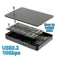 Carcasa de Aluminio para 2 Unidades M.2 SSD, Doble Protocolo Ngff Nvme Pcie Sata Tipo C Usb3.2 10Gbps, Doble Bahía Raid Ssd Mve