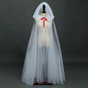 Cape à capuche en maille taille unique avec nœud rouge, accessoire de costume de sorcière, pour cosplay, fête et scène - Product Image 2