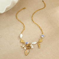 Collier pendentif coquillage style océan personnalisé OEM avec breloque perle pour femme, idéal pour les fêtes sur la plage et le quotidien