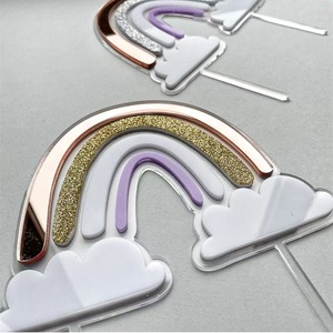Decoración <span class=keywords><strong>de</strong></span> Pastel Reutilizable y Ecológica con Diseño <span class=keywords><strong>de</strong></span> Arcoíris y <span class=keywords><strong>Nubes</strong></span> para Fiestas <span class=keywords><strong>de</strong></span> Cumpleaños Infantiles - Product Image 6