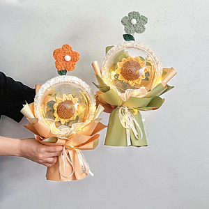 2025 nuevo ramo de lana de punto de girasol terminado de graduación hecho a mano creativo cumpleaños entrada de la escuela secundaria examen Ritual - Product Image 5