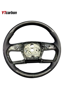 Ytcarbon พวงมาลัยให้ความร้อนสำหรับ <span class=keywords><strong>A6</strong></span> C8 Avant allroad อุปกรณ์ตกแต่งภายในรถพวงมาลัยแบบปรับแต่งได้จริงคาร์บอนไฟเบอร์ - Product Image 4