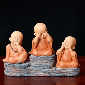 Huiwu Little Monk Resin Sculpture Handmade Zen Style Home Decoration Office <b>Desk</b> Ornament - Product Image 1