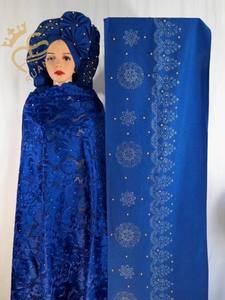 Высококачественная Красивая Роскошная хлопчатобумажная кружевная африканская Кружевная Ткань 5 ярдов вышивка вуаль - Product Image 2