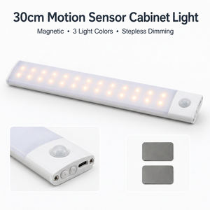 30cm Motion Sensor Cabinet <b>Light</b> <b>LED</b> Under Cabinet Lamp Magnetic 3 Color Stepless <b>Dimmable</b> Wireless Portable - Product Image 1