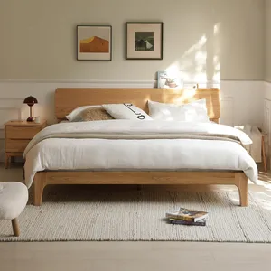 Base de cama doble de madera maciza, con cajón