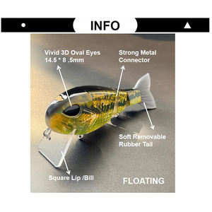 Lvde atacado 3 juntas de touro, shad, enfrentar, 12.5cm, 50g, batom flutuante, billed, para iscas de pesca de robalo - Product Image 3