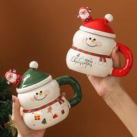Nouveau noël tasse en céramique dessin animé bonhomme de neige tasse grande capacité tasse à eau haute apparence niveau boîte-cadeau filles cadeau de noël
