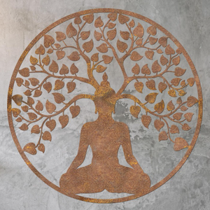 Art mural rustique en forme d'arbre de Bouddha, art du yoga, décoration <span class=keywords><strong>murale</strong></span>, <span class=keywords><strong>sculpture</strong></span> <span class=keywords><strong>murale</strong></span> en métal abstraite représentant une femme avec des <span class=keywords><strong>oiseaux</strong></span> - Product Image 5