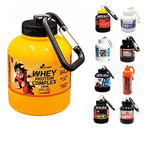 Amzn 100ml 200ml biểu tượng tùy chỉnh Mini Whey Protein bột container với Keychain nhựa xách tay tập thể dục bổ sung Pill chai - Product Image 1