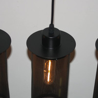 Abat-jour en métal noir style industriel rétro avec support de lampe E27, décoration suspendue pour salles à manger et salons