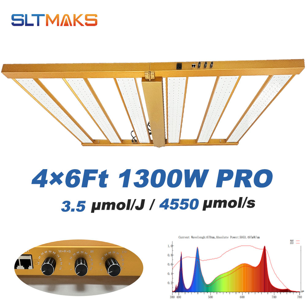 Grow Lights 3 Channels 1300W Premium Golden Light SLTMAKS Top Rated Grow Lighting Fixture PPE 3.5 Yields 7.2lbs with Undercanopy