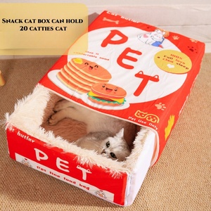 New Snack Box Plush <strong>Pet</strong> <strong>Bed</strong> Fully Enclosed Cookie Box Shape Warm Soft Windbreak Cute Pull Out Cat House Cushion <strong>Pet</strong> <strong>Products</strong> - Product Image 2
