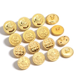 Golden Round Metal Shank <b>Buttons</b> with Embossed Logo Classic Style for Uniforms and Formal Wear - Product Image 2