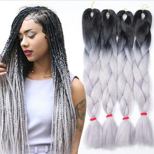 Trenza Jumbo Henlon de Alta Temperatura, Color Gris Degradado Africano, Económica, 100% Cabello Sintético para <span class=keywords><strong>Trenzas</strong></span> - Product Image 1