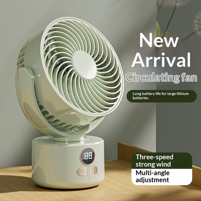 2025 Cross-border Camping Fan Outdoor Desktop 3-Speed Big Wind Household USB Digital Display Brushless Motor Low Noise Fan