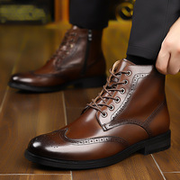Sepatu Boots Kulit Asli Pria Trendy untuk Aktivitas Luar Ruangan, Lapisan Atas Kulit Sapi, Sepatu Kasual Tahan Lama dan Nyaman untuk Kehidupan Sehari-hari