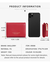 Dompet Tipis Fashion Baellerry Baru untuk Wanita, Dompet Pendek Kulit PU dengan Resleting untuk Koin, Dilengkapi Jendela ID/Foto dan Tempat Kartu