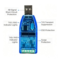 USB'den RS485'e Seri Dönüştürücü Adaptör Endüstriyel Modül TX RX PLC Sensörü için LED Göstergesi Modbus İletişimi