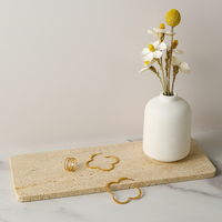 Plateau en travertin jaune fait main, style nordique vintage, pierre naturelle la plus populaire, pour bijoux et décoration intérieure