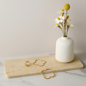 Ost-bandeja de travertine amarillo hecha a mano para decoración del hogar, bandeja de joyería de estilo nórdico beige vintage con piedra natural popular - Product Image 6