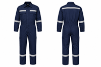 Combinaison de travail en sergé polycoton, combinaison industrielle avec bandes réfléchissantes, poches utilitaires, logo personnalisé, fournisseur d'uniformes de sécurité