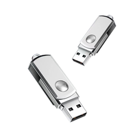 Memoria USB Metálica Giratoria de 1GB 2GB 4GB 8GB 2.0, Pendrive Dorado de 16GB 32GB 64GB 3.0 con Llavero y Grabado Láser Gratuito