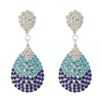 Nouvel Arrivage Transfrontalier Boucles d'oreilles à strass dégradés en forme de goutte d'eau exagérée, clous d'oreilles élégants, bijoux fantaisie E660