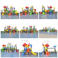 Parc de jeux aquatiques extérieur en plastique et acier pour enfants, usage commercial, résidentiel et maternelle, avec toboggan et piscine