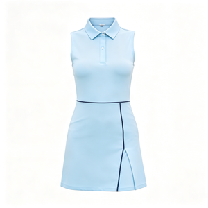 Abito da Golf da Donna Senza Maniche con Collo a Polo, 83% Poliestere 17% Spandex, 235GSM, Asciugatura Rapida, Elasticizzato in 4 Direzioni, Vestito da Tennis Linea A - Product Image 2