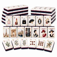 Tuiles de Mahjong de luxe françaises à motif rose et parfum, tuiles de Mahjong américaines personnalisées pour jeu de table pour adultes
