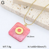 Collier en acier inoxydable plaqué or avec chaîne serpent et pendentif rectangulaire en résine, bijoux vintage tendance pour femme, à porter au quotidien
