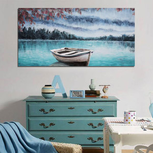 Arte Original Pintado a Mano en <span class=keywords><strong>Acuarela</strong></span> sobre Lienzo, Arte Moderno de <span class=keywords><strong>Paisaje</strong></span> Marino, Estilo de <span class=keywords><strong>Playa</strong></span> y Océano, Arte de Pared con Marco de Madera Personalizado - Product Image 5
