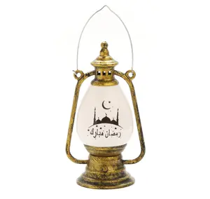 Holiday Decoration Crafts Plastic Material Ramadan Lantern Light Eid Mubarak Led Lantern