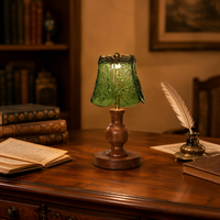 Lampe de table tactile à piles avec abat-jour en verre, lumière verte, design luxueux pour chambre à coucher, chevet et salon