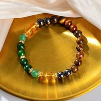 Nouveauté Bracelet en pierre naturelle Œil de tigre, pierre de galbée noire et citrine