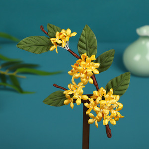 Conception originale, patrimoine culturel immatériel, épingle à cheveux classique artisanale en or enroulée de fils, motif osmanthus, pour Hanfu et cheongsam - Product Image 3