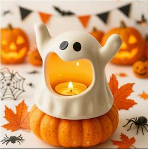 Bueno. Portavelas de Cerámica con Diseño de Fantasma, Ecológico, de Alta Calidad, Base para Velas, Decoración para Ambiente de Halloween, Cenicero, Regalo Artesanal - Product Image 1