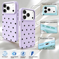 Étui de téléphone magnétique à pois mignon pour iPhone 18 17, antichoc avec caméra surélevée et boutons métalliques séparés