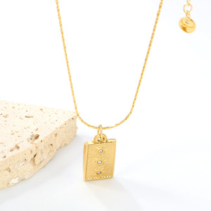 Collar con colgante rectangular de estilo europeo, diseño de estrella de acero inoxidable para mujer, joyería de regalo - Product Image 3