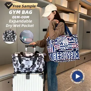 Logo personalizzato espandibile a secco con separazione Oxford Weekender durante la notte Yoga palestra da viaggio borsone impermeabile borsone da donna