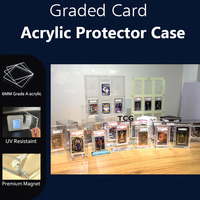 Présentoir de bureau TCG avec éclairage LED pour cartes gradées, support en acrylique pour collection de cartes de sport et Pokémon