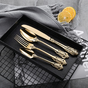 18/10 en acier inoxydable couteau fourchettes set de couverts en or antique <span class=keywords><strong>Vintage</strong></span> argenterie ensemble - Product Image 1