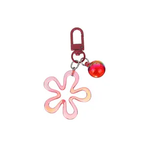 New Laser Dazzle hollow petal keychain 2024 small fashion flower Acrylic key chains bag accessories