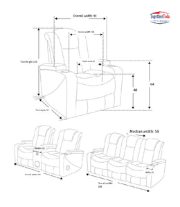 Ensemble de canapés de cinéma maison en cuir de style européen, 3 places, inclinables, avec revêtement en cuir de vachette et rembourrage en éponge pour espaces de vie de luxe - Product Image 5