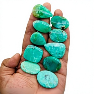 พลอยคริสโซเพรสธรรมชาติแท้รับรองโดย FAIJAN GEMS สีเขียวทรงคาโบชอง คริสตัลหลังแบน คุณภาพสูง ขนาดปรับแต่งได้ พร้อมลวด - Product Image 1