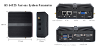 Mini PC de escritorio sin ventilador J4125 J1900 N3530 I3 I5 NUC Dual RS232 Dual LAN DDR4 Computadora industrial Nuevo producto